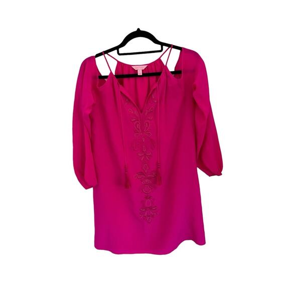 Lilly Pulitizer Fulton Tunic Cold Shoulder Silk Dress Prink Size S - Picture 1 of 4